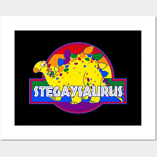 Stegaysaurus Pride Dinosaur Wall Art by Rebus28